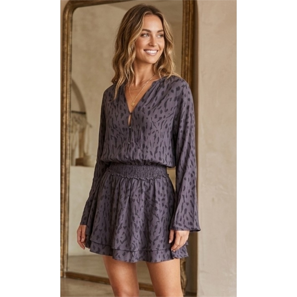 Rails Jasmine Mini Dress In Ash Cheetah Size M